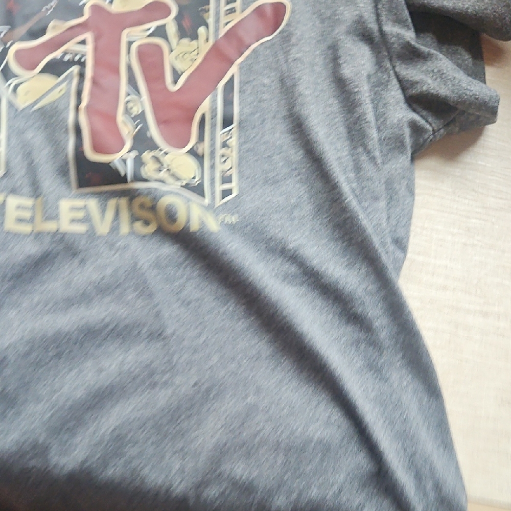 MTV Charcoal Tee with Red and Gold Logo